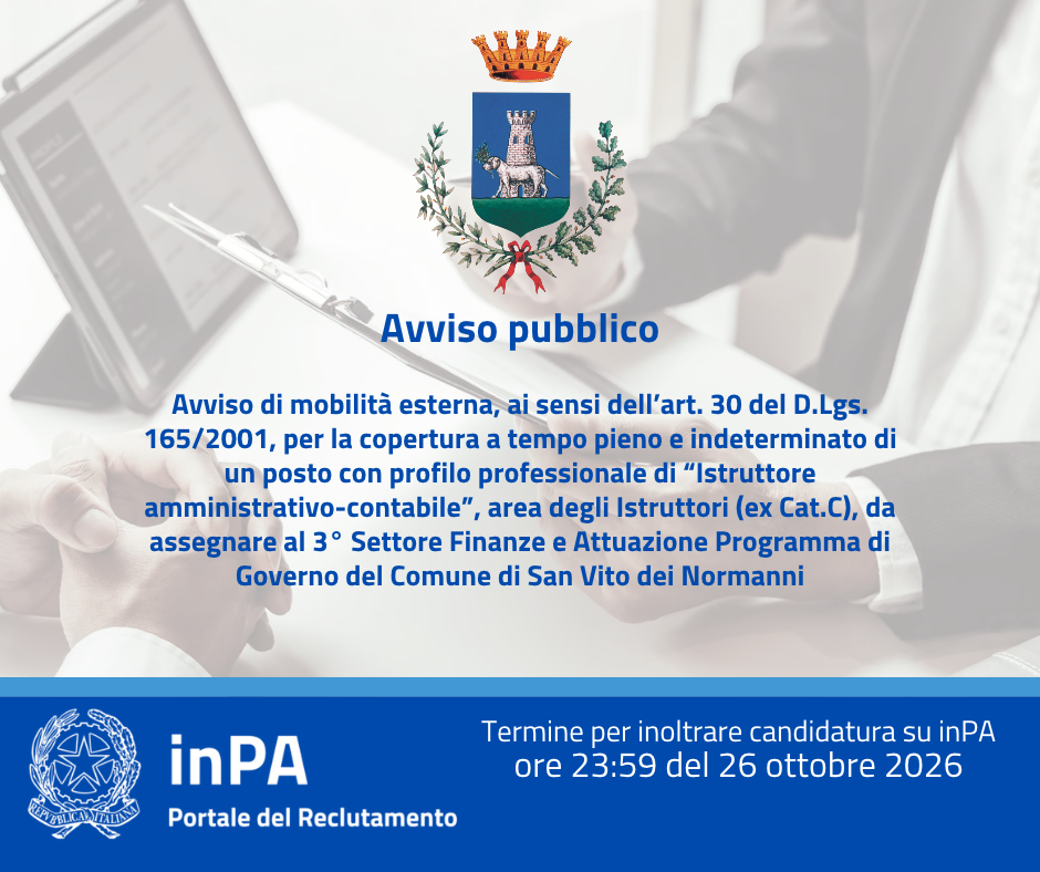 Immagine riportante titolo dell'avviso