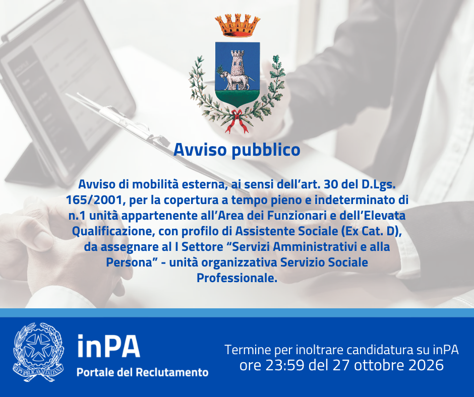 Immagine riportante titolo dell'avviso