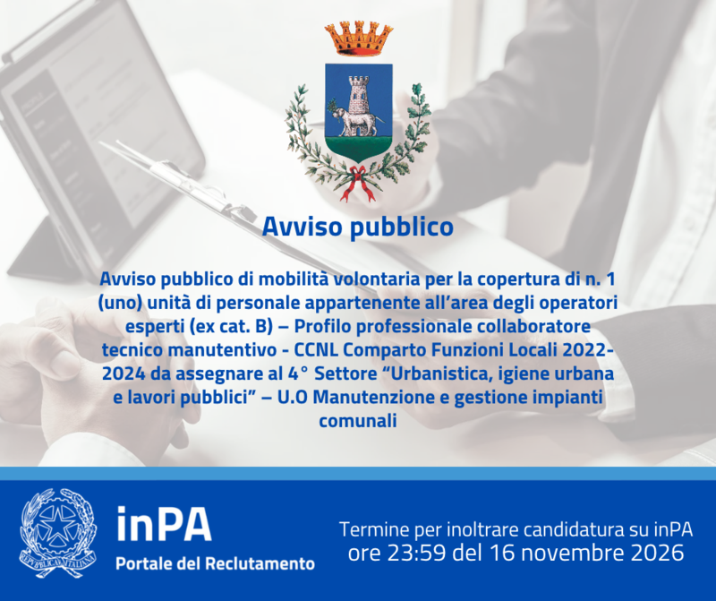 Immagine riportante titolo dell'avviso