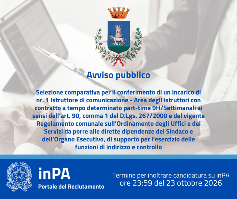 Immagine riportante titolo dell'avviso